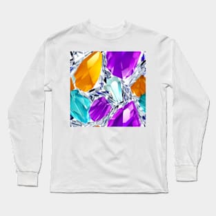 Abstract Gems, precious stones, patchwork, colorful,  geometrical,seamless patterns Long Sleeve T-Shirt